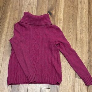 Talbots Merino Wool/Cotton Blend Cable Knit Turtleneck Sweater